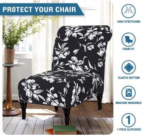 img 3 attached to Armless Chair Slipcover High Stretch Accent Chair Cover Chair Cover For Living Room Modern Furniture Protector With Elastic Bottom Extra Thick Bouncy Modern Style, Machine Washable, Black