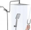 high-pressure rainfall shower head combo with handheld, adjustable 12" extension arm and long hose - powerful stainless steel head, brass holder, brushed nickel finish for upgraded shower experience logo
