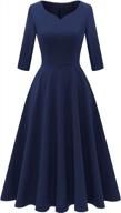 vintage tea dress for women - dresstells cocktail fit flare dress for church, 3/4 sleeves logo