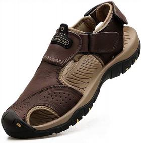 img 4 attached to Waterproof Men'S Leather Hiking Sandals With Closed Toe, Ideal For Outdoor Activities, Athletic Sports, Fishing, And Beach - VISIONREAST Athletic Water Sandals