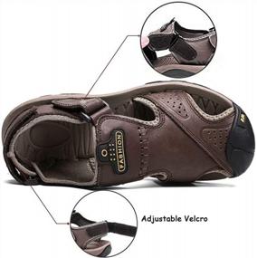 img 2 attached to Waterproof Men'S Leather Hiking Sandals With Closed Toe, Ideal For Outdoor Activities, Athletic Sports, Fishing, And Beach - VISIONREAST Athletic Water Sandals