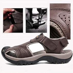 img 1 attached to Waterproof Men'S Leather Hiking Sandals With Closed Toe, Ideal For Outdoor Activities, Athletic Sports, Fishing, And Beach - VISIONREAST Athletic Water Sandals