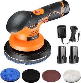 img 4 attached to 🚗 Aiment Cordless Car Buffer Polisher Kit for Professional Car Detailing: 6 Inch 5000RPM, 2pcs 12V 2.0Ah Rechargeable Battery, 6 Variable Speeds, Perfect for Car Scratch Repairing and Polish