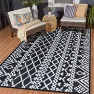 5x8ft outdoor rv reversible mats - plastic straw rug for patio, backyard, deck, picnic & beach camping - bohemia pattern logo