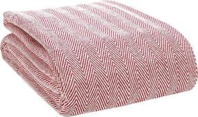 img 4 attached to Glamburg 100% Soft Cotton Thermal Blanket Twin Red - All Season Layering For Any Bed!