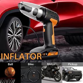 img 2 attached to Portable Rechargeable Car Vacuum Cleaner - Cordless Handheld Detailing Vacuum with Tire Inflator & Air Pump for Dust Cleaning