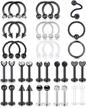 stainless steel 16g lip rings for women - labret monroe, tragus helix cartilage earrings hoop, horseshoe medusa piercing jewelry logo
