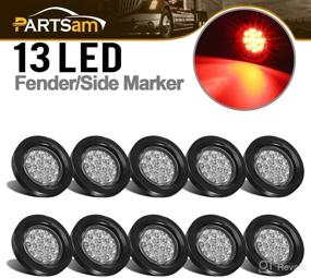 img 4 attached to 🚛 Partsam 10Pcs 2.5" Round Red LED Clearance and Side Marker Lights Kit | Waterproof 12V Sealed, Truck Trailer RV Flush Mount | 13 Diodes Clear Lens with Reflectors | Grommets/Pigtails Included