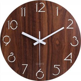 img 4 attached to Rustic Elegance Meets Functionality: 12-Inch Shabby Chic Wooden Wall Clock For Home And Office