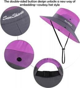 img 2 attached to Летние солнцезащитные шапки для женщин с отверстием для хвоста - пляжные кепки с широкими полями для походов и рыбалки (4 шт. в упаковке) от Cooraby