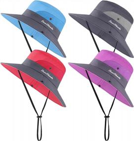 img 4 attached to Летние солнцезащитные шапки для женщин с отверстием для хвоста - пляжные кепки с широкими полями для походов и рыбалки (4 шт. в упаковке) от Cooraby