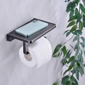 img 3 attached to Toilet Paper Holder With Phone Shelf ORB Bathroom Wall Mounted Tissue Roll Dispenser Storage, Oil Rubbed Bronze