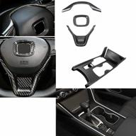 carbon fiber steering wheel & gear shift knob cover for honda accord 10th 18-21 (gas version) - flash2ning logo