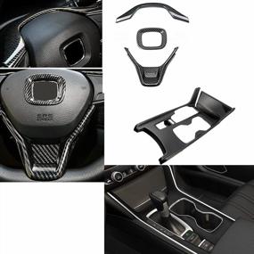 img 4 attached to Carbon Fiber Steering Wheel & Gear Shift Knob Cover For Honda Accord 10Th 18-21 (Gas Version) - Flash2Ning