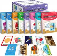flash cards for toddlers 2-4 years, kindergarten, preschool - set of 208 flashcards inclu abc alphabets, numbers, first sight words, colors & shapes, animals, emotions, transport, time & money logo