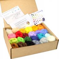 handmade wool roving kit with 6 vibrant colors and instructions for needle felting - woolbuddy (24 pack) logo