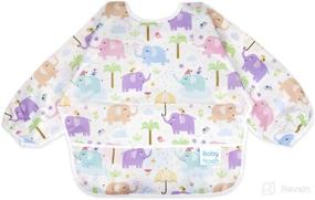 img 4 attached to Waterproof Bibs for Babies and Toddlers with Long Sleeves, Crumb Catcher Pocket Smock Apron, 6-24 Months