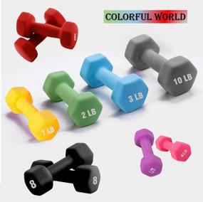 img 3 attached to Get Fit In Style With Portzon'S 10 Color Options Neoprene Dumbbells Set - Anti-Slip, Anti-Roll, And Hex Shaped For A Perfect Grip!