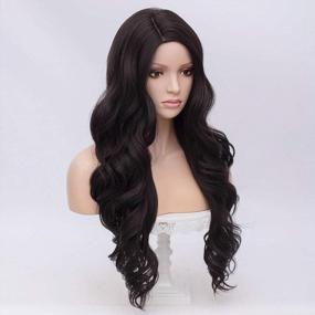 img 3 attached to Long Black Curly Wavy Heat Resistant Wig For Women Natural Thick Hair Halloween Cosplay Costume Party Adult