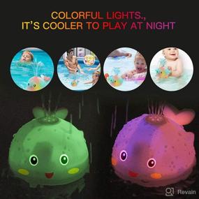 img 2 attached to 🐳 Pink Water Whale Bath Toys: Sprinkler LED Light Up Toddlers 1-3 | Age 2-4 Kids Baby Infant 6-12 Months | Tub Floating Girl Pink Squirt Swimming Pool | Glow in The Dark Pool Toys