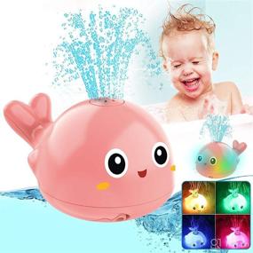 img 4 attached to 🐳 Pink Water Whale Bath Toys: Sprinkler LED Light Up Toddlers 1-3 | Age 2-4 Kids Baby Infant 6-12 Months | Tub Floating Girl Pink Squirt Swimming Pool | Glow in The Dark Pool Toys