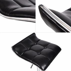 img 2 attached to Набор из 2 регулируемых поворотных барных стульев из искусственной кожи с газлифтом и хромированной основой, черный
