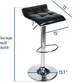 img 1 attached to Набор из 2 регулируемых поворотных барных стульев из искусственной кожи с газлифтом и хромированной основой, черный