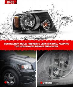 img 1 attached to Torchbeam Black Housing Headlights - Replacement Set For 2004-2008 Ford F150