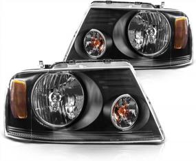 img 4 attached to Torchbeam Black Housing Headlights - Replacement Set For 2004-2008 Ford F150