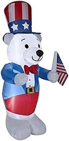 img 2 attached to 6' White Fourth Of July Bear Spring Inflatable By Gemmy - Celebrate In Style!