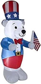 img 1 attached to 6' White Fourth Of July Bear Spring Inflatable By Gemmy - Celebrate In Style!