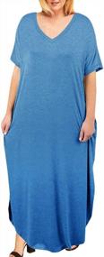 img 4 attached to Women'S Plus Size Maxi Dress: Short Sleeve Casual Summer Split T Shirt Long Dress With Pockets