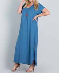img 2 attached to Women'S Plus Size Maxi Dress: Short Sleeve Casual Summer Split T Shirt Long Dress With Pockets