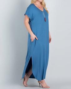 img 3 attached to Women'S Plus Size Maxi Dress: Short Sleeve Casual Summer Split T Shirt Long Dress With Pockets