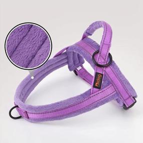img 3 attached to Didog Soft Flannel Padded Dog Vest Harness, Escape Proof Quick Fit Reflective Training Walking Harness XS Chest 15-18 Purple