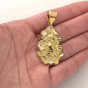 img 1 attached to LoveBling 10K Yellow Gold Nugget Charm Pendant (2.10" X 0.97")