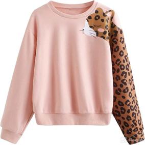 img 4 attached to 😺 Adorable Cartoon Cat Letter Print Long Sleeve Sweatshirt for Girls by SOLY HUX