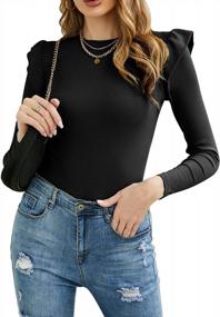 img 2 attached to Women'S Round Neck Ruffle Trim T-Shirt Top Slim Fit Solid Blouse With Frill Detail