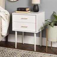 🛋️ enhance your space with walker edison evie mid-century modern 2-drawer side table set - 2 pack, white logo