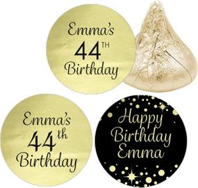 img 4 attached to Make Your Celebration Unique With DISTICTIVS Personalized Black And Gold Birthday Party Favor Labels