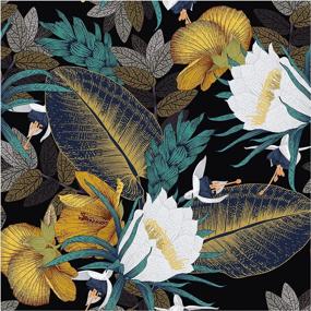 img 4 attached to Vintage Floral Peel And Stick Wallpaper For Bedroom - Black/Bronze/Navy/White Removable Accent Wall Decorations - 17.7" X 118" - HAOKHOME 93106