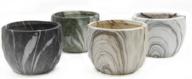 stylish & functional: set of 4 marbling ceramic flower pots for succulents and bonsai plants with drainage hole logo