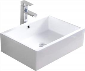 img 4 attached to Mecor 20''X14.5'' Rectangle Bathroom Ceramic Vessel Sink Basin White Vanity Sink With Pop -Up Drain