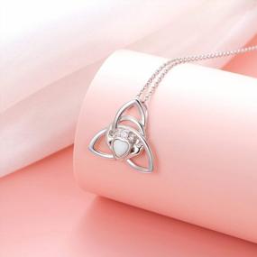 img 2 attached to S925 Sterling Silver Lab-Created Opal Claddagh Celtic Knot Love Heart Pendant Necklace For Women And Teen Girls Birthday Gift