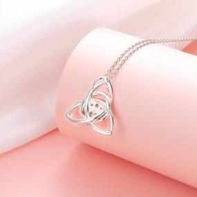 img 1 attached to S925 Sterling Silver Lab-Created Opal Claddagh Celtic Knot Love Heart Pendant Necklace For Women And Teen Girls Birthday Gift