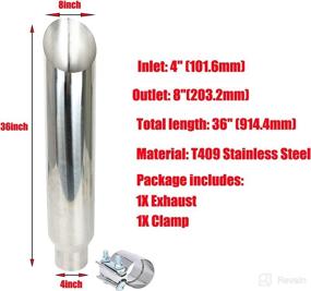 img 3 attached to 🔥 LucaSng 4-inch Inlet 8-inch Outlet Polished Stainless Miter Cut Diesel Exhaust Stack (Stack Smokers 4-inch Inside Diameter Inlet 36-inch Long With Clamp)