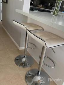 img 6 attached to Pair Of Adjustable PU Leather Bar Stools With Swivel Gas Lift And Chrome Base In Black
