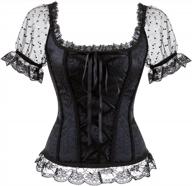 gothic tapestry lace-up boned corset overbust bustier with lace sleeves by blidece logo