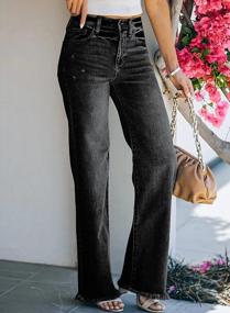 img 2 attached to Sidefeel Women Mid Rise Distressed Flare Wide Leg Jeans Ripped Hole Denim Pants