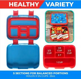 img 2 attached to Insulated Kids Lunch Box With Thermos Food Jar, 5 Compartment Bento Container Set And Ice Cold Pack - Blue Pirates Design